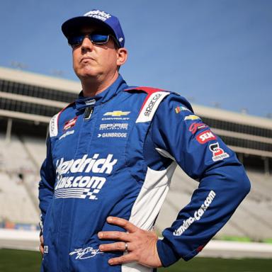 PHOTO: Kyle Busch, driver of the #7 HendrickCars.com Chevrolet, looks on during qualifying for the NASCAR Craftsman Truck Series Fr8 Racing 208 at Echo Park Speedway on Feb. 20, 2026, in Hampton, Georgia.