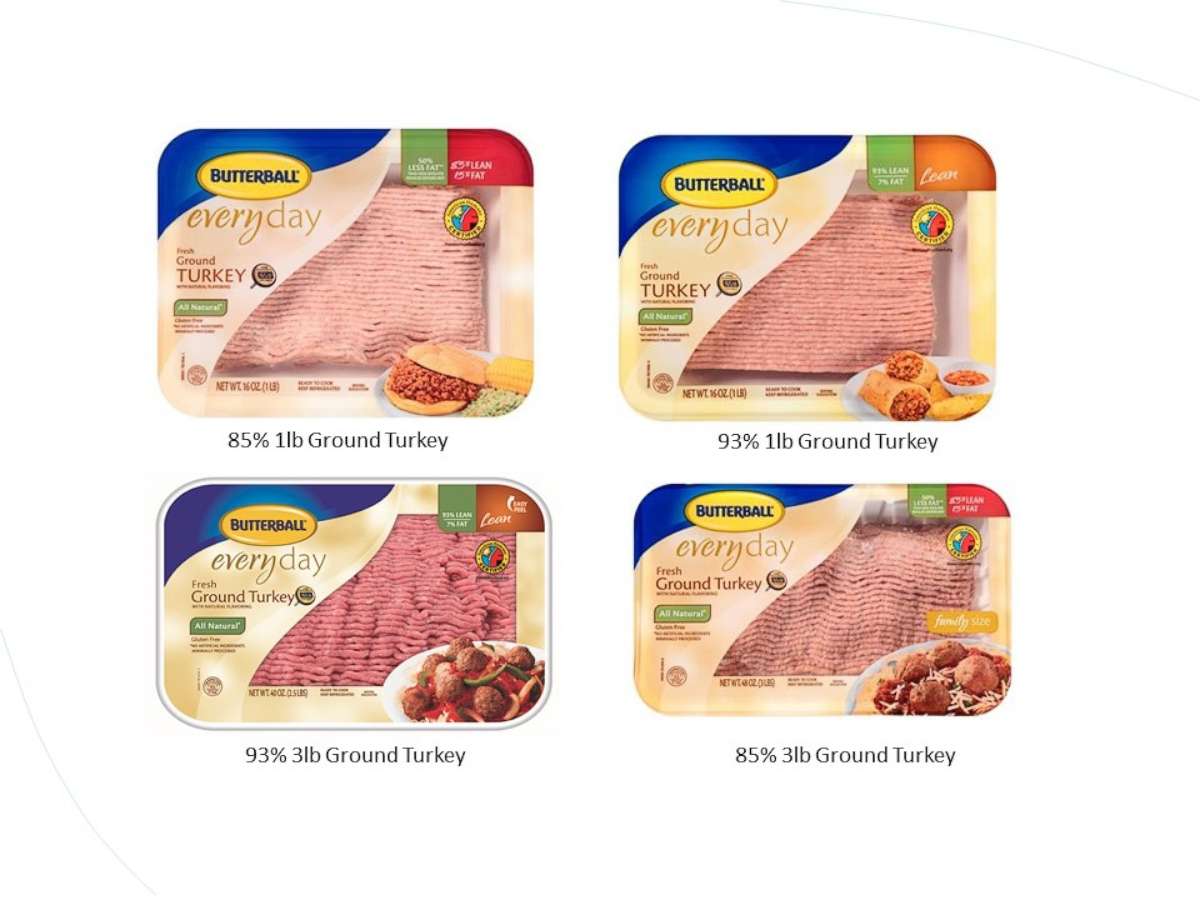PHOTO: Some Butterball ground turkey products involved in a voluntary recall are pictured in an image released by the company on March 13, 2019.