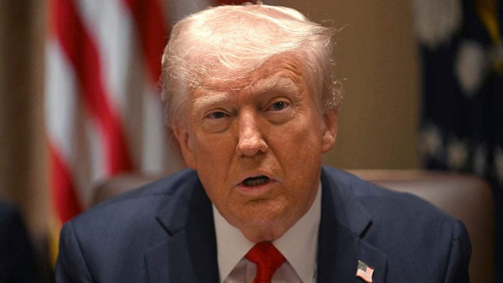 PHOTO: President Donald Trump delivers remarks during a Cabinet meeting at the White House, Feb. 26, 2025 in Washington.