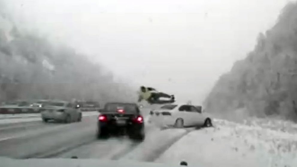 VIDEO: Sgt. Cade Brenchley was outside his vehicle and responding to a crash when he was hit by a sliding car.