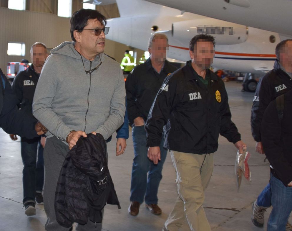 PHOTO: Federal agents escort David Cardona-Cardona as he arrives in the U.S. to face drug charges.