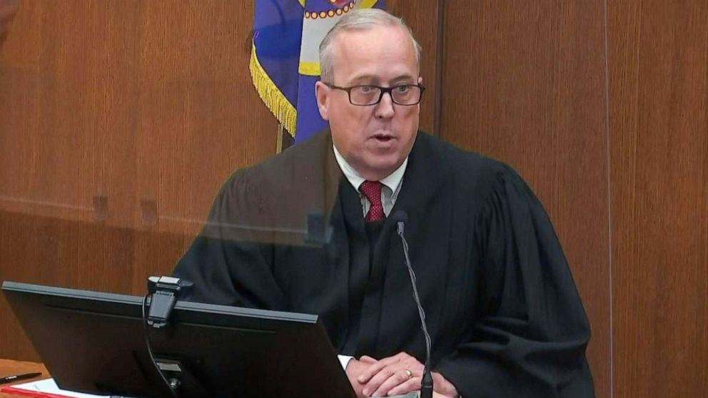 PHOTO: Minnesota Judge Peter Cahill speaks during the sentencing hearing for former Minneapolis police officer Derek Chauvin for the murder of George Floyd in Minneapolis, June 25, 2021.