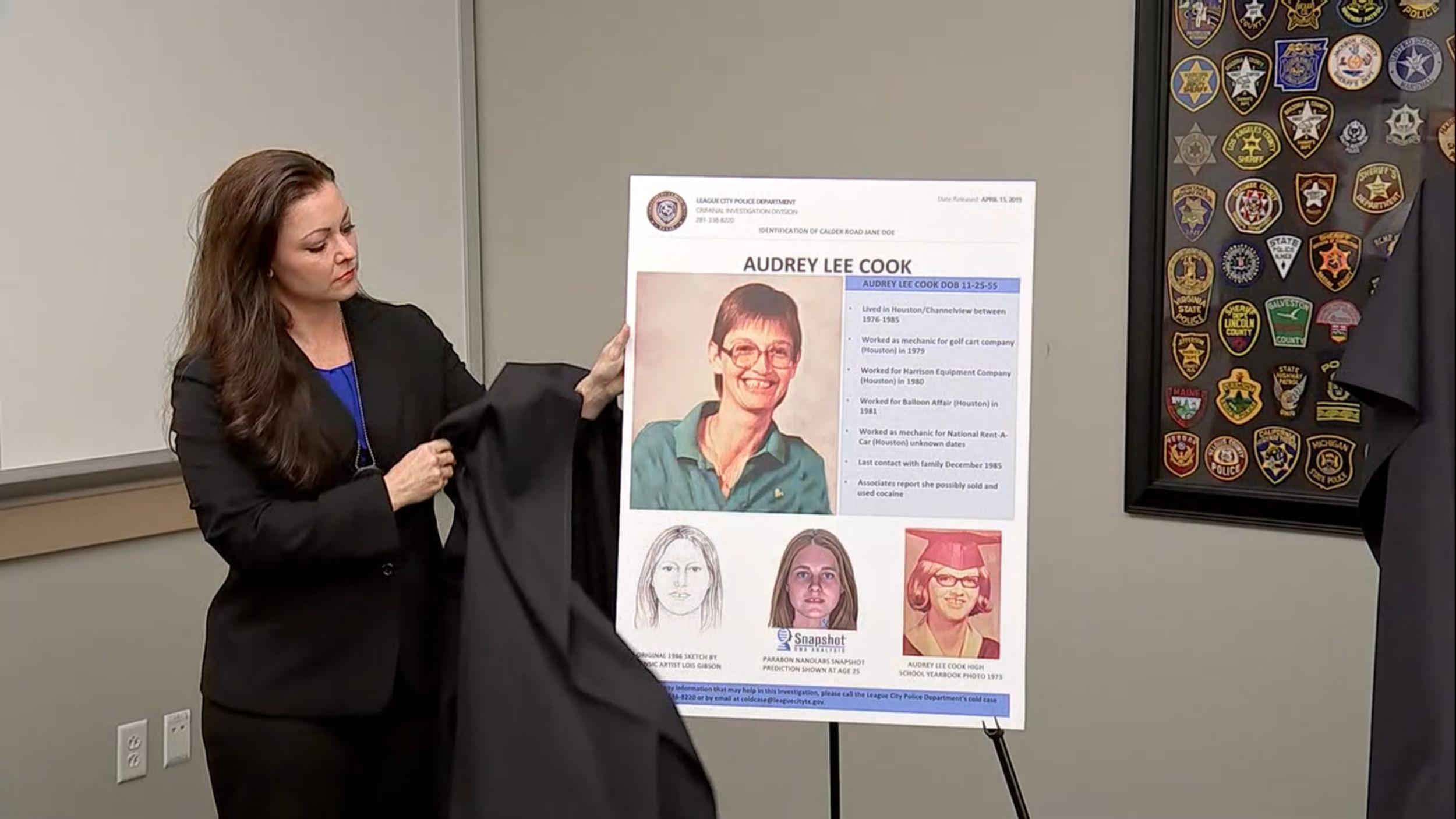 PHOTO: Investigators in Texas identified a body found on Calder Road in League City on Feb. 2, 1986 as Audrey Lee Cook, who was believed to be about 30 years old at the time of her death. 