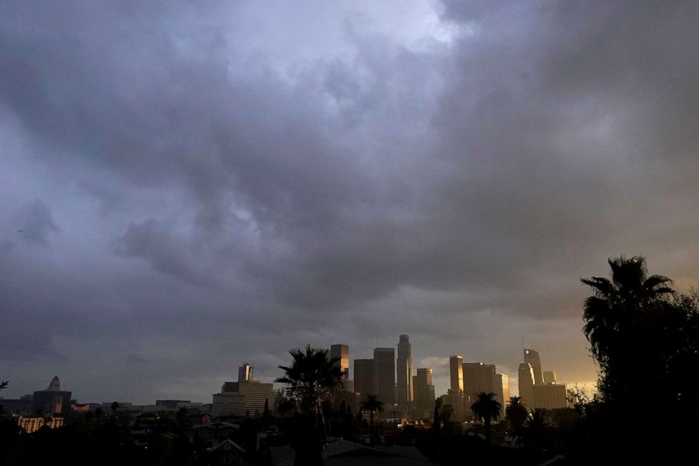 Major storm system moving through the West with strong winds, heavy