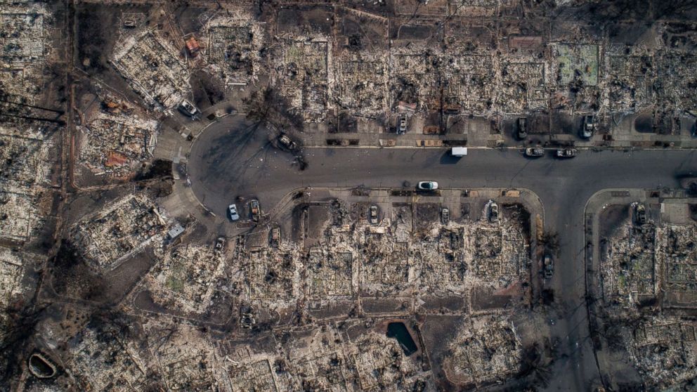 PHOTO: An aerial view of homes burned by wildfire in the Coffey Park neighborhood of Santa Rosa, Calif., Oct. 10, 2017.