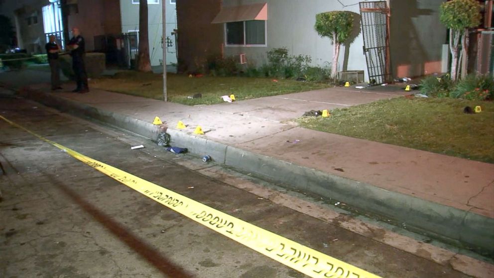 PHOTO: Eight people, including a 17-year-old, were shot and wounded, Sept. 2, 2018, in an exchange of gunfire at an apartment complex in San Bernardino, Calif., authorities said.