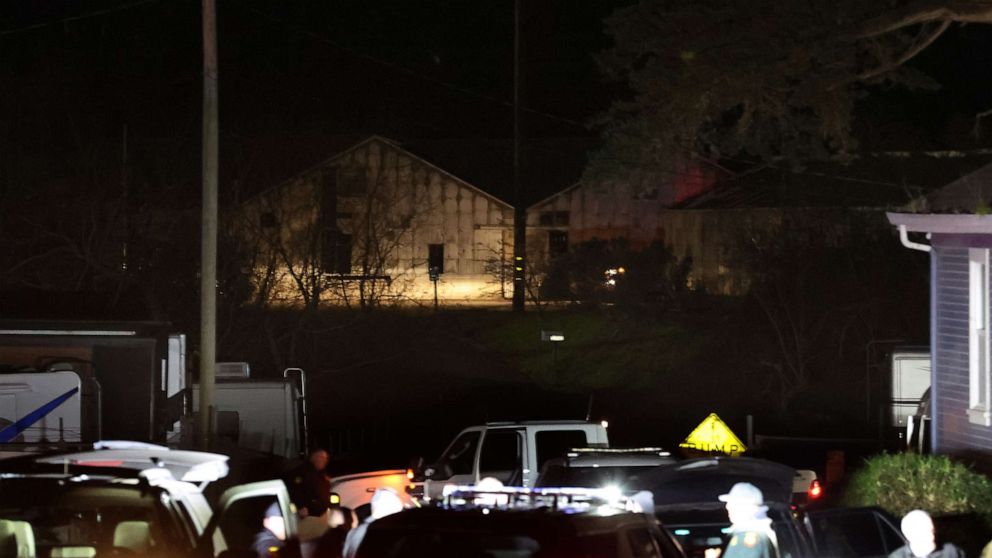 PHOTO: A view of greenhouses at the scene of a shooting on Jan. 23, 2023 in Half Moon Bay, Calif.