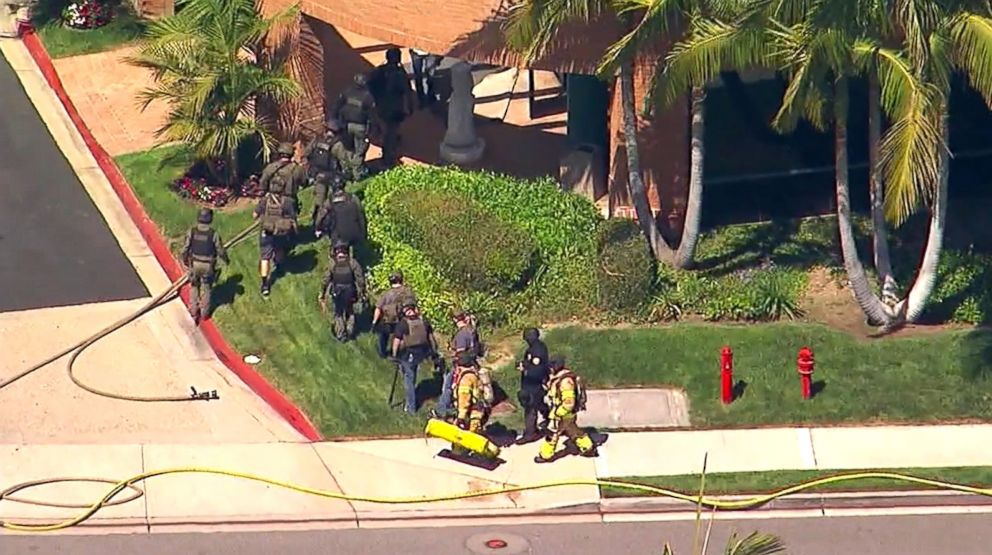 PHOTO: Firefighters and first responders at the scene of an explosion in Aliso Viejo, Calif., May 15, 2018. 