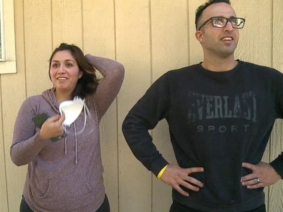 PHOTO: Despite a mandatory evacuation, Anthony and Lenay Bavero returned to their Santa Paula home in the midst of raging wildfires to retrieve Lenays wedding dress and other important items.