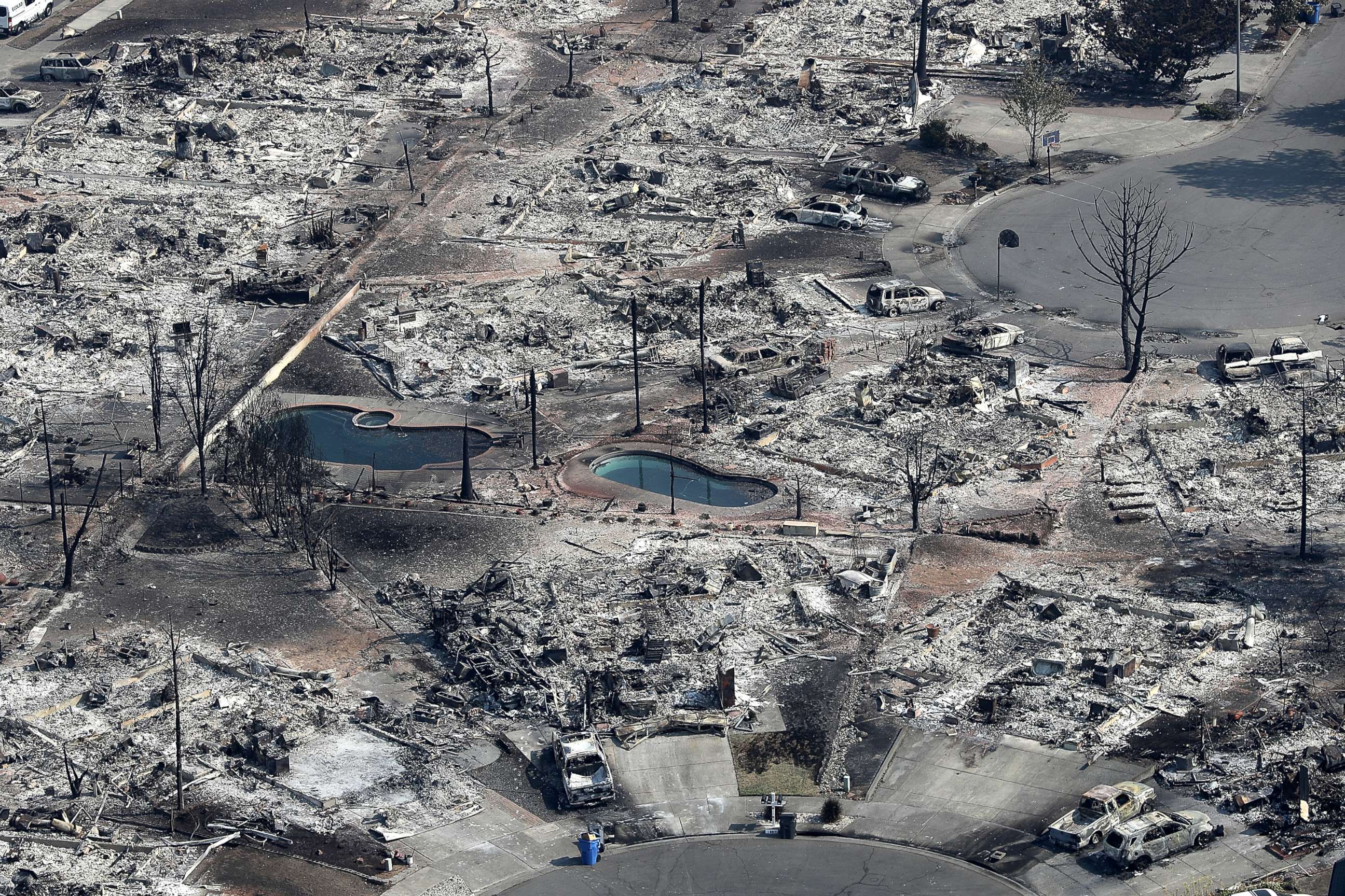PHOTO: Thousands of homes and businesses that were destroyed by the Tubbs fire in Santa Rosa, Calif., Oct. 11, 2017.