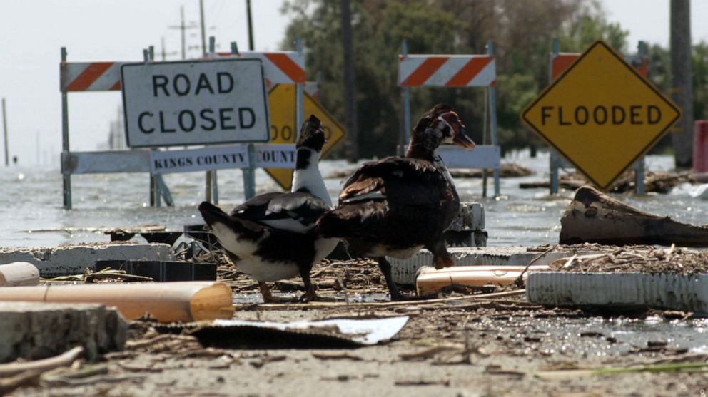 PHOTO: Flooding from Tulare Lake has encompassed streets, homes and farmland.