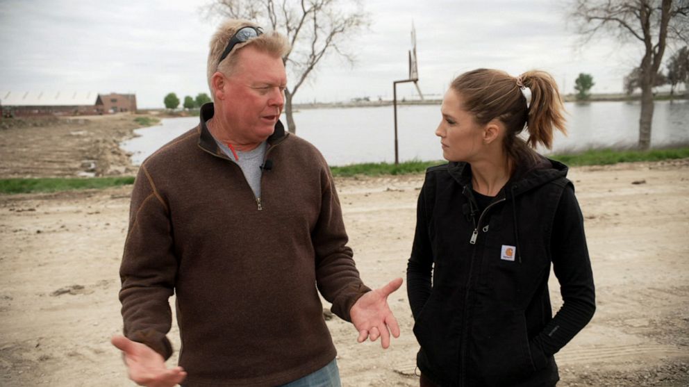 PHOTO: Peter Dejong, a California dairy farmer, speaks with ABC News' Kanya Whitworth.