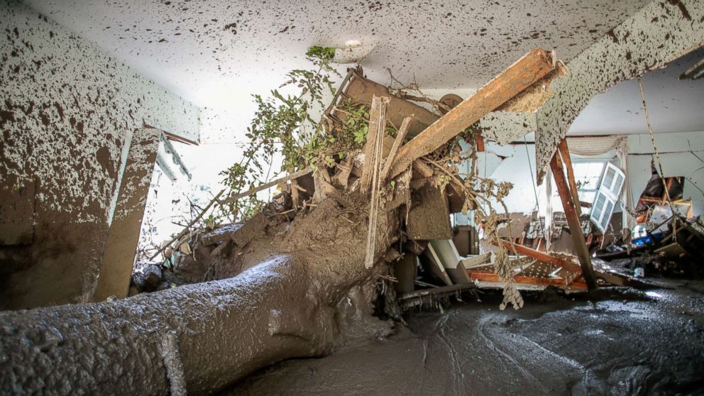 PHOTO: A mud-filled property is seen after a mudslide in Montecito, California, Jan. 12, 2018. 