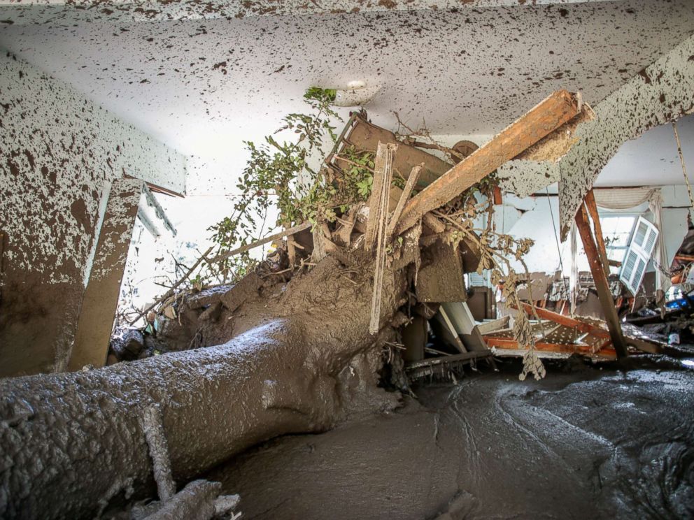 PHOTO: A mud-filled property is seen after a mudslide in Montecito, California, Jan. 12, 2018.