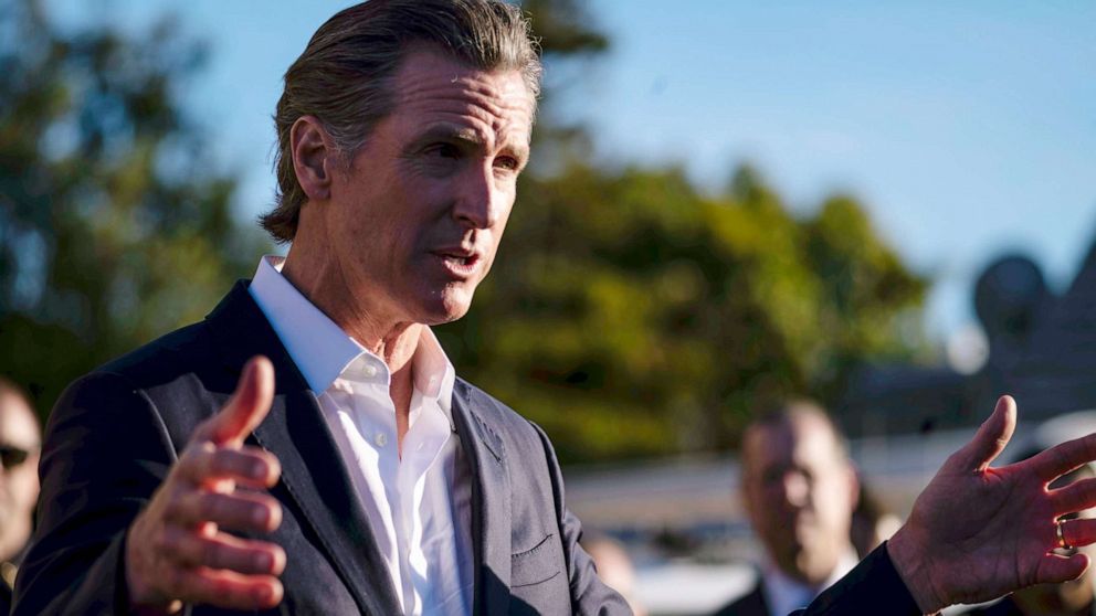 PHOTO: Governor Gavin Newsom met at the I.D.E.S. Portuguese Hall in Half Moon Bay, Calif., with victims' families, local leaders and community members that were impacted by the devastating shootings at two mushroom farms yesterday, Jan. 24, 2023.