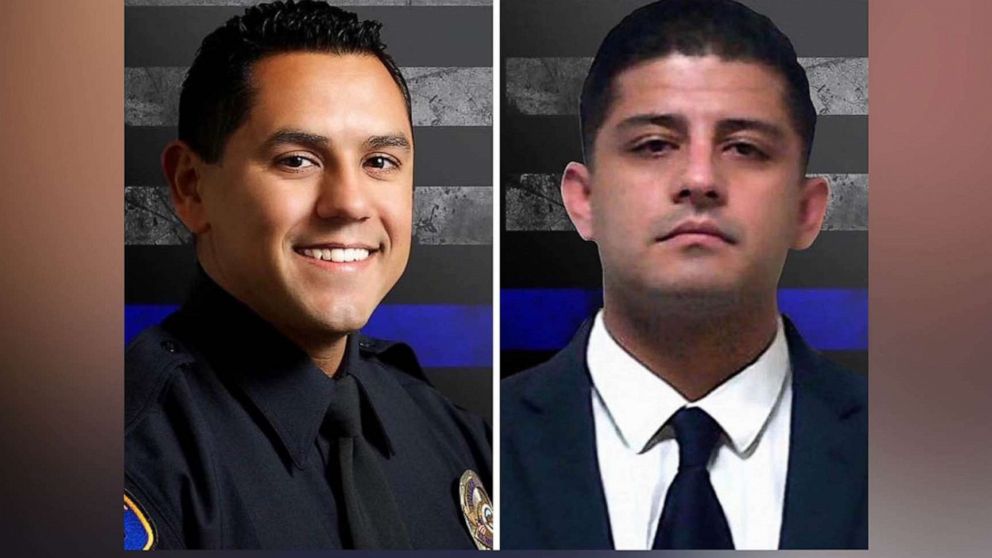 PHOTO: Cpl. Michael Paredes and officer Joseph Santana of the El Monte Police Department are seen in a composite handout image. 