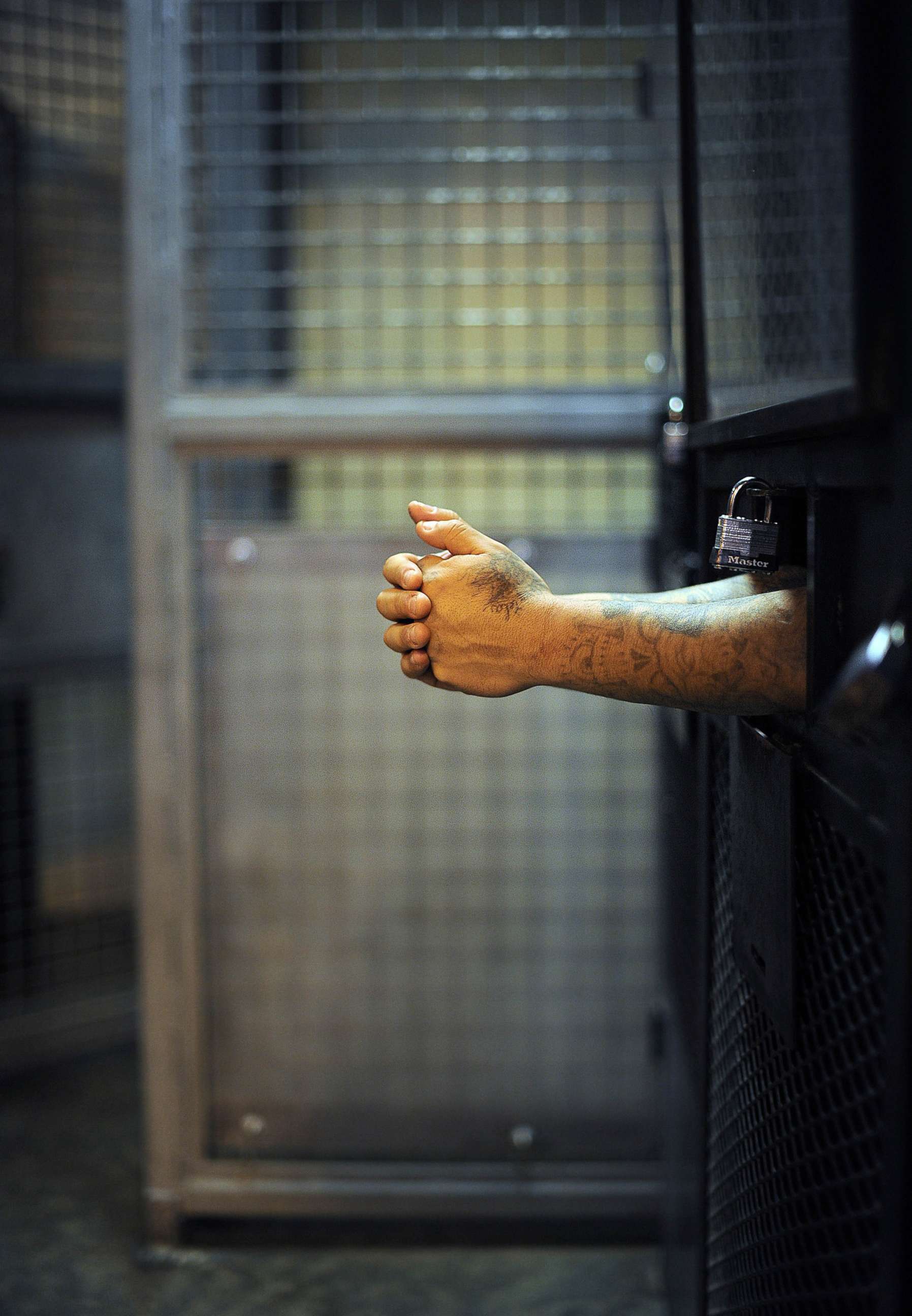 PHOTO: A prisoner awaits processing at Deuel Vocational Institution in Tracy, Calif., Oct. 11, 2012. 