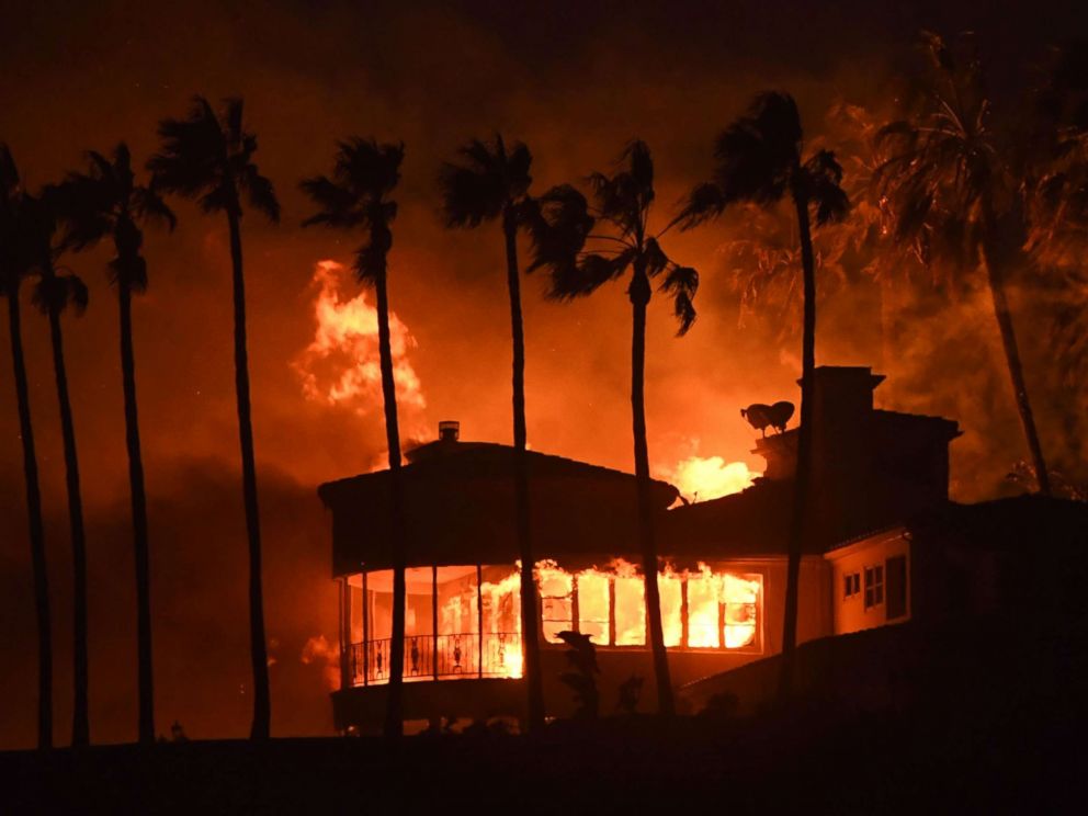 PHOTO: A house burns during the Woolsey Fire on Nov. 9, 2018 in Malibu, Calif.