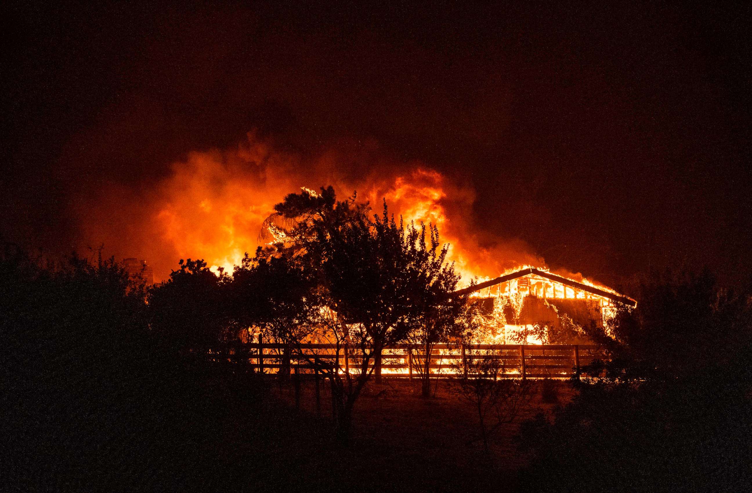 PHOTO: A home burns in Vacaville, California during the LNU Lightning Complex fire, Aug. 19, 2020.
