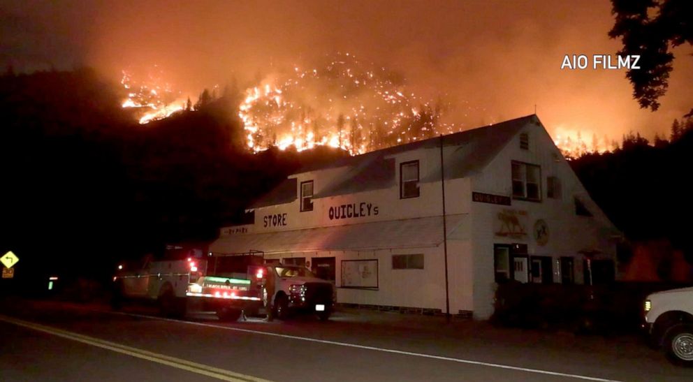 PHOTO: A hillside burns as the McKinney fire continues near Yreka, Calif., July 30, 2022.