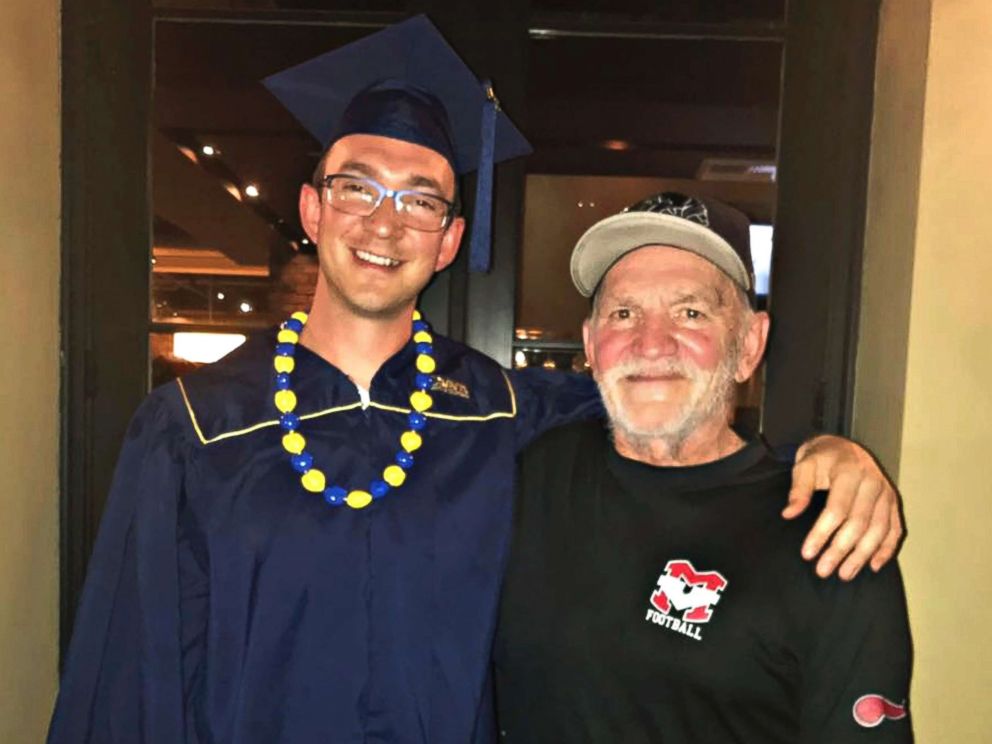 PHOTO: This June 18, 2017 photo released by Derek Southard, left, shows himself with his father, Daniel Southard, after Derek graduated as a Chemical Engineer from the University of California, Davis, in Sacramento, Calif.