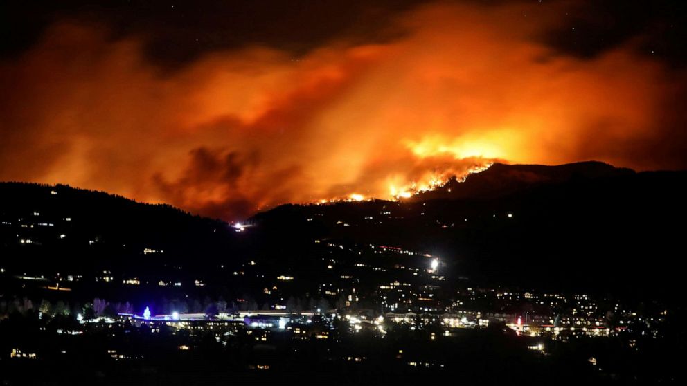 PHOTO: The Cameron Peak Fire, the largest wildfire in Colorado's history, burns outside Estes Park, Colo., Oct. 16, 2020.