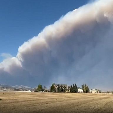 Plumes of smoke from the Cameron Peak Fire in northern Colorado can be seen from miles away. 