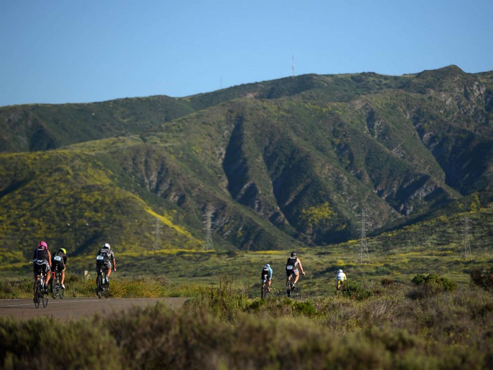 PHOTO: Athletes bike through Camp Pendelton on April 1, 2017 in Oceanside, Calif.