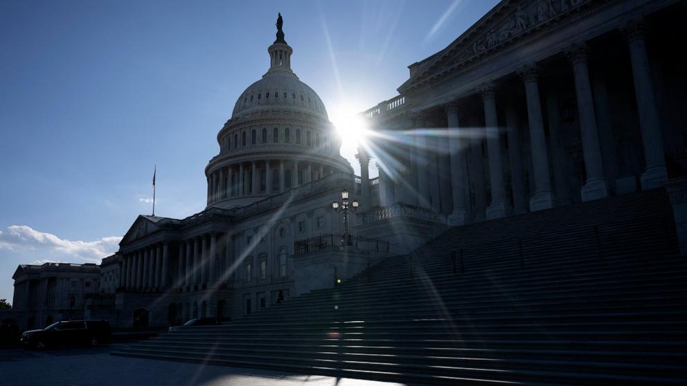 PHOTO: Sun sets on the 34th day of the government shutdown on Capitol Hill in Washington, November 3, 2025.
