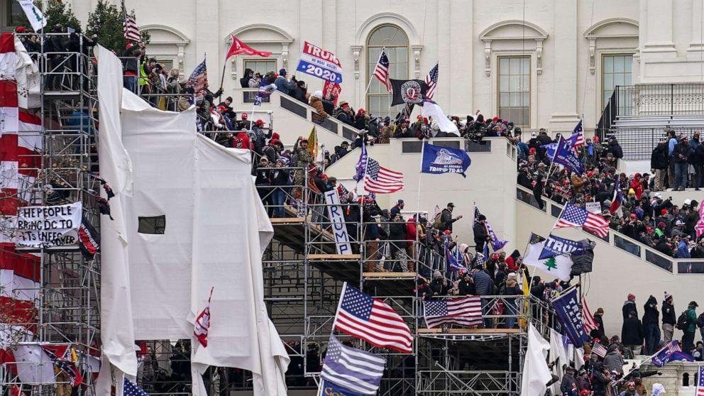 PHOTO: Trump supporters gather outside the U.S. Capitol, Jan. 6, 2021, in Washington.