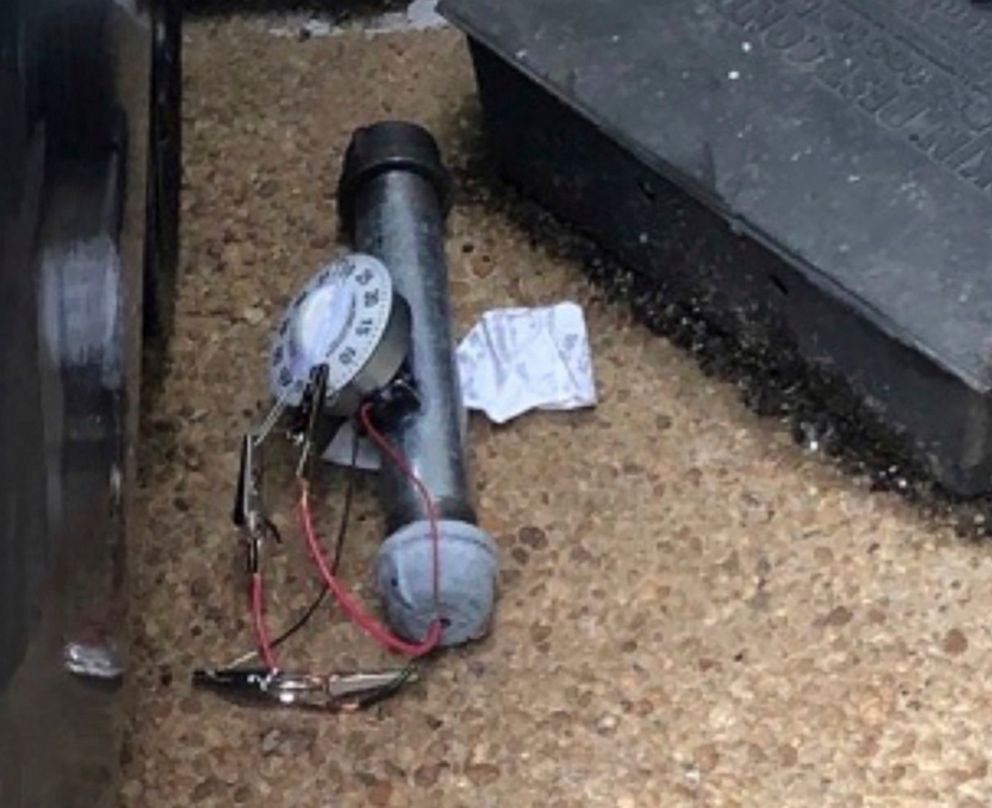 PHOTO: An explosive device is shown outside of the Republican National Committee office, Jan. 6, 2021 in Washington, D.C.