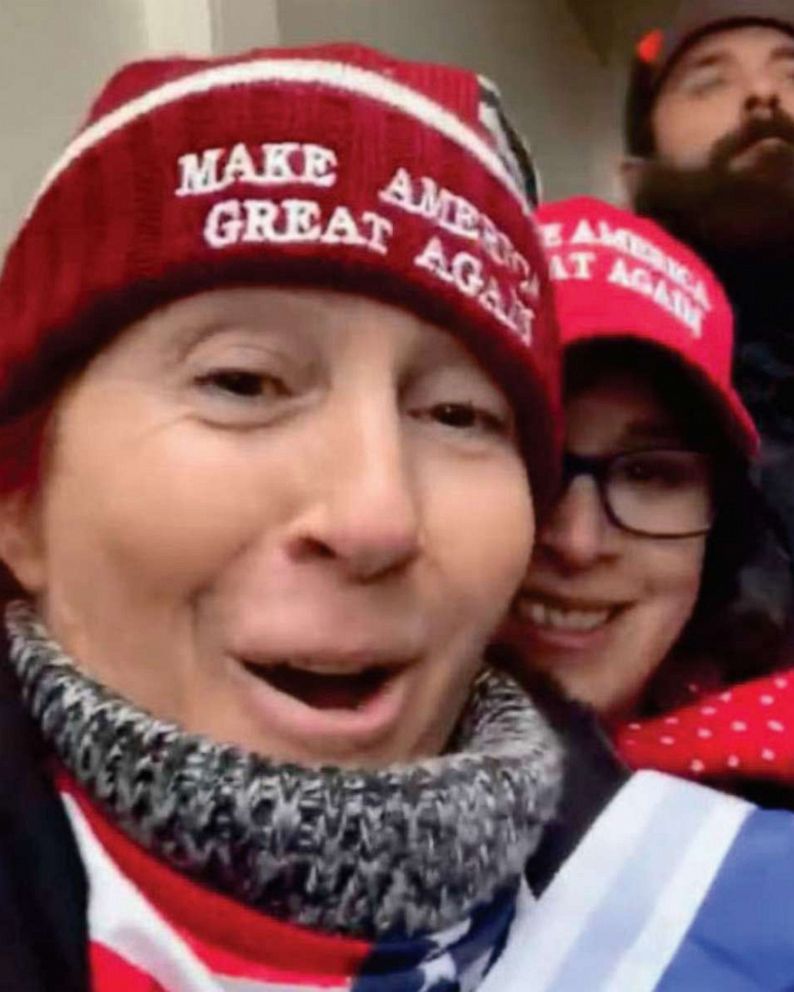 PHOTO: An image included in a criminal complaint shows two women, identified by the FBI as Dawn Bancroft and Diana Santos-Smith, in a grab from video at the U.S. Capitol, Jan. 6, 2021.