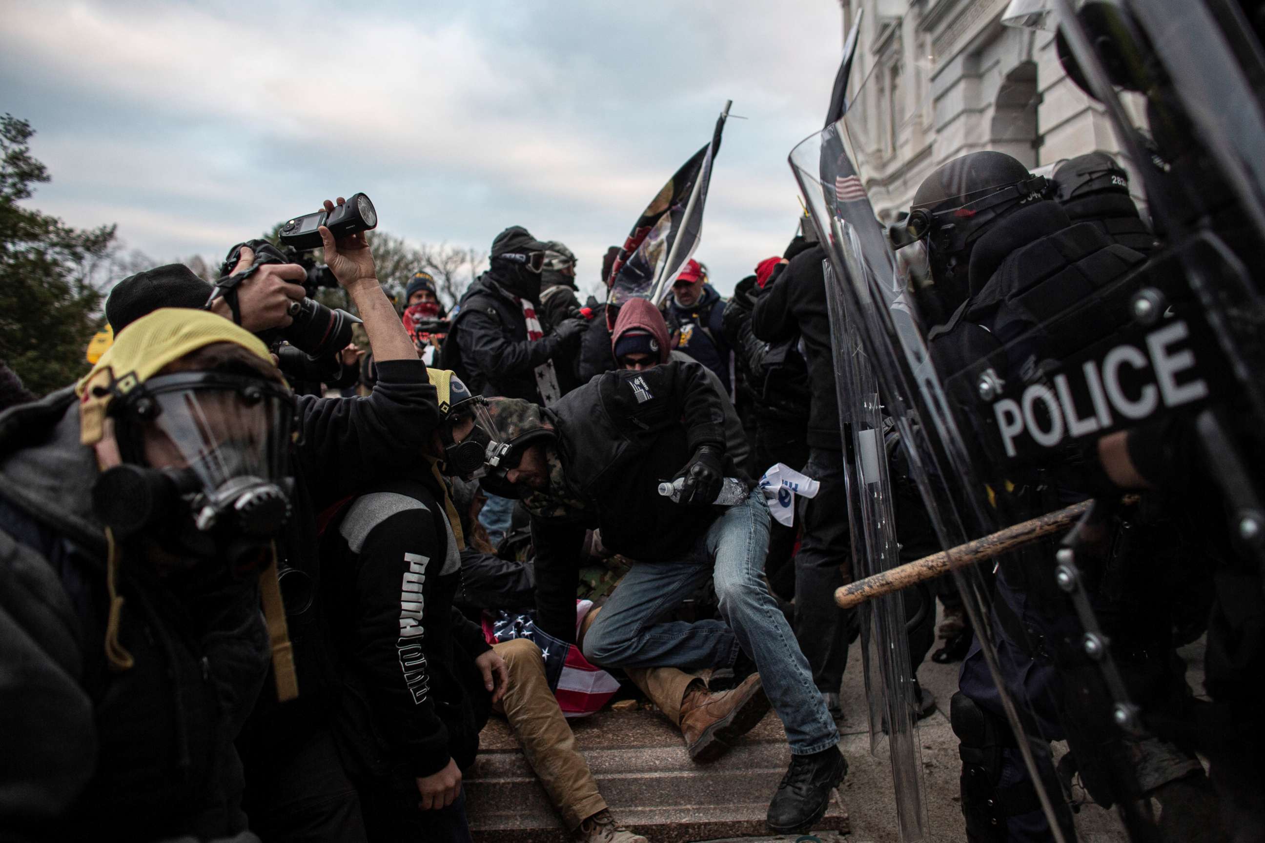 PHOTO: Pro-Trump protesters clash with police as they rally to contest the certification of the 2020 U.S. presidential election results at the U.S. Capitol Building in Washington, D.C., U.S. Jan. 6, 2021.