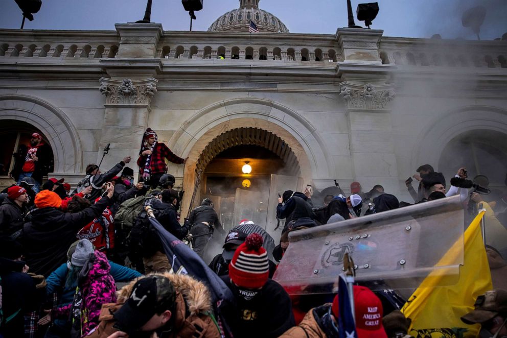 PHOTO: Trump supporters clash with police and security forces as people try to storm the U.S. Capitol on Jan. 6, 2021, in Washington.