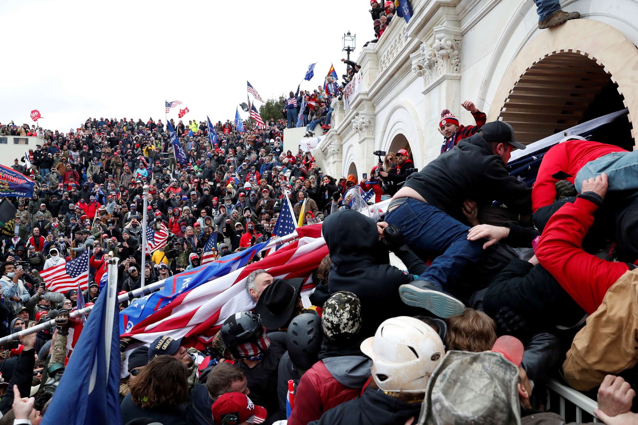 PHOTO: Pro-Trump protesters storm into the Capitol during clashes with police, during a rally to contest the certification of the 2020 presidential election results by the U.S. Congress, in Washington, D.C., Jan. 6, 2021.