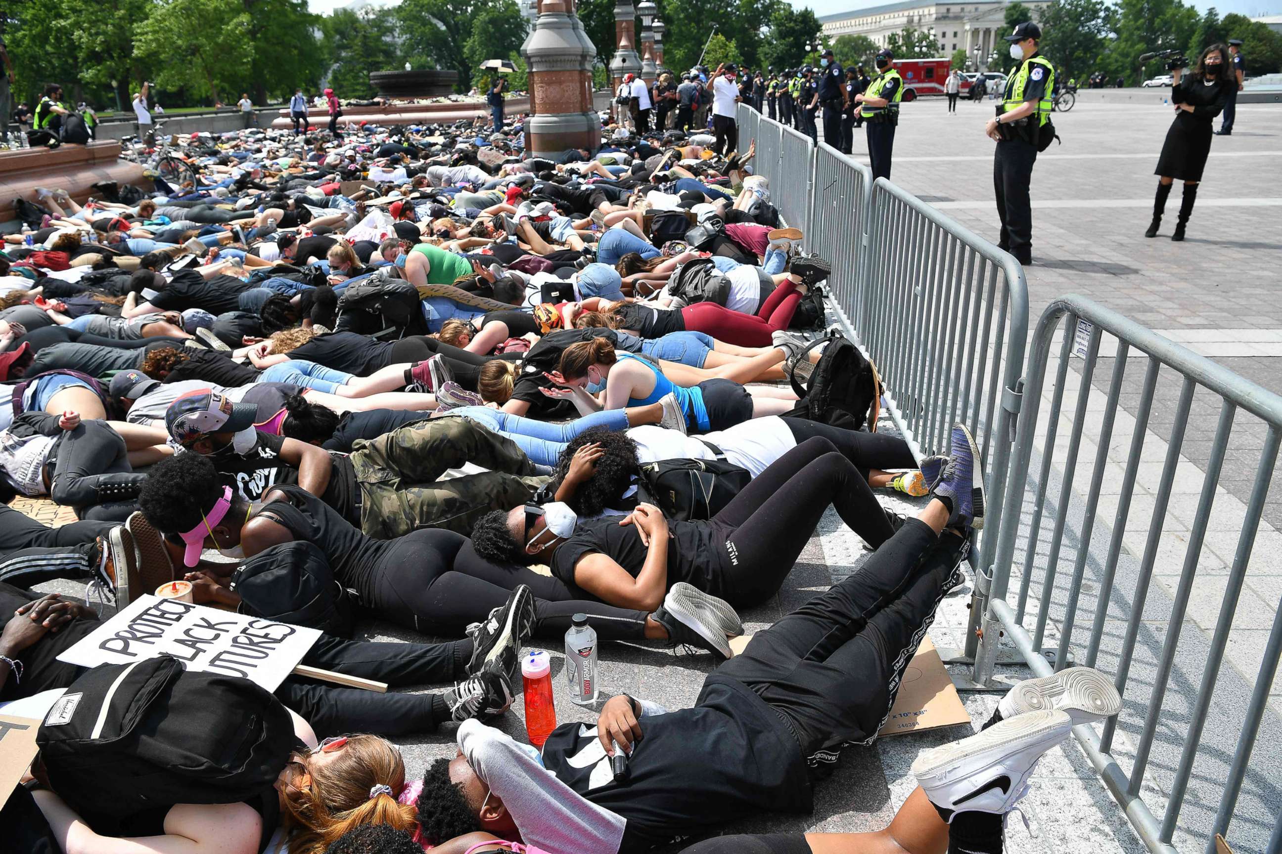 PHOTO: People lay down in protest over the death of George Floyd near the U.S. Capitol, June 3, 2020, in Washington, D.C.