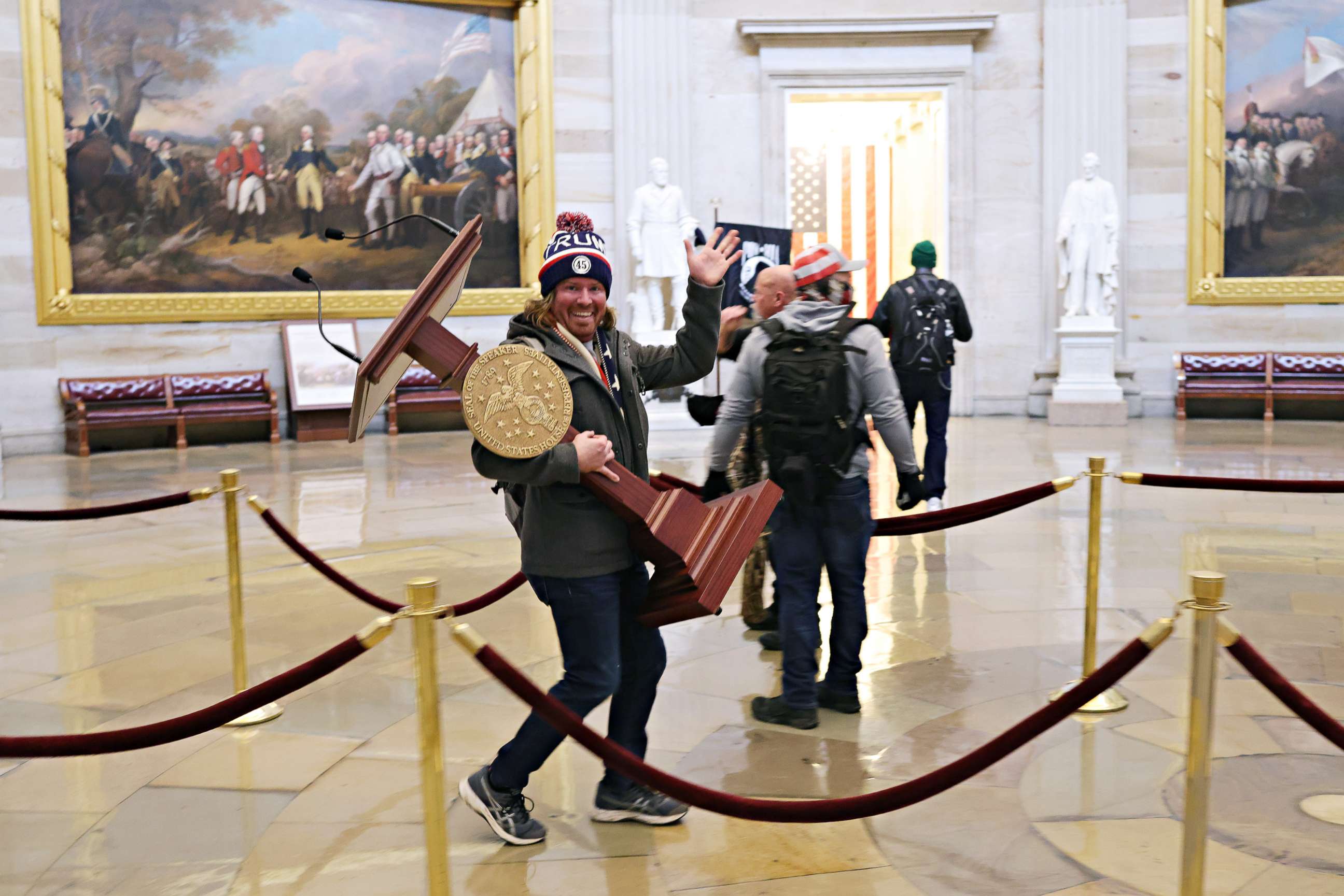 PHOTO: Protesters enter the U.S. Capitol Building on Jan. 06, 2021, in Washington, D.C. Adam Johnson is being held Pinellas County Jail.