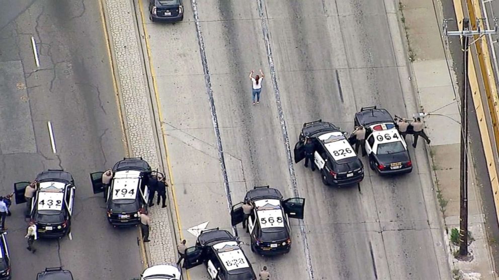 PHOTO: A high-speed pursuit ended in a shootout and led to a tense standoff with a murder suspect in Vernon Friday.