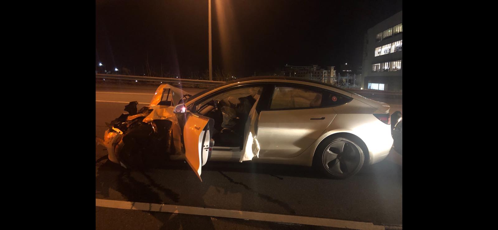 PHOTO: Connecticut State Police reported a Tesla crashed into a disabled vehicle on the side of the road while on "auto-pilot." 
