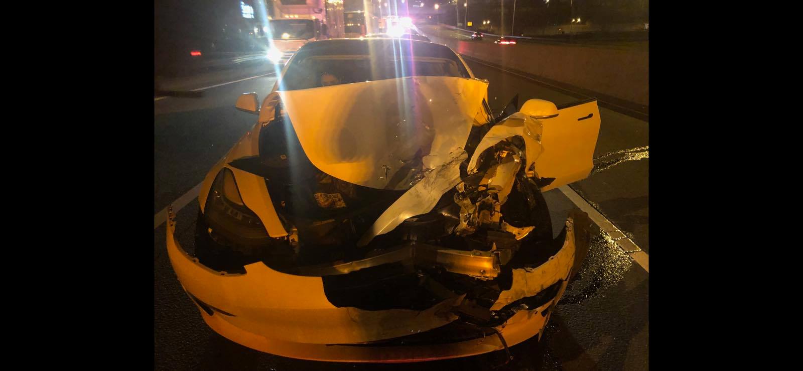 PHOTO: Connecticut State Police reported a Tesla crashed into a disabled vehicle on the side of the road while on "auto-pilot." 