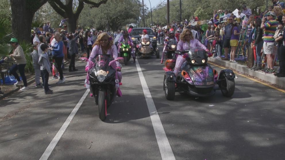 PHOTO: Some members of "The Caramel Curves" ride in the New Orleans Mardi Gras parade.