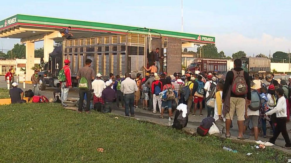 PHOTO: Aa gas station in Loma Bonita, Oaxaca, where people were being charged up to 150 peso to get on a truck.