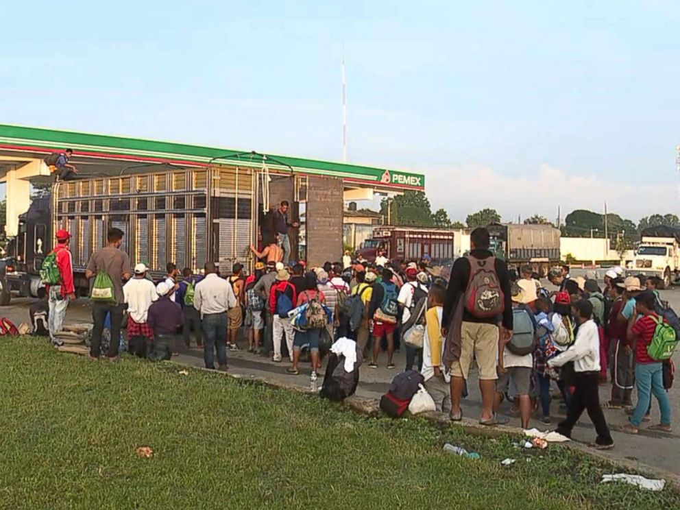 PHOTO: Aa gas station in Loma Bonita, Oaxaca, where people were being charged up to 150 peso to get on a truck.