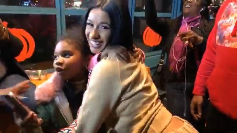 PHOTO: Rapper Cardi B handed out free winter coats to people in Gravesend, Brooklyn, on Thursday, Oct. 18, 2018.