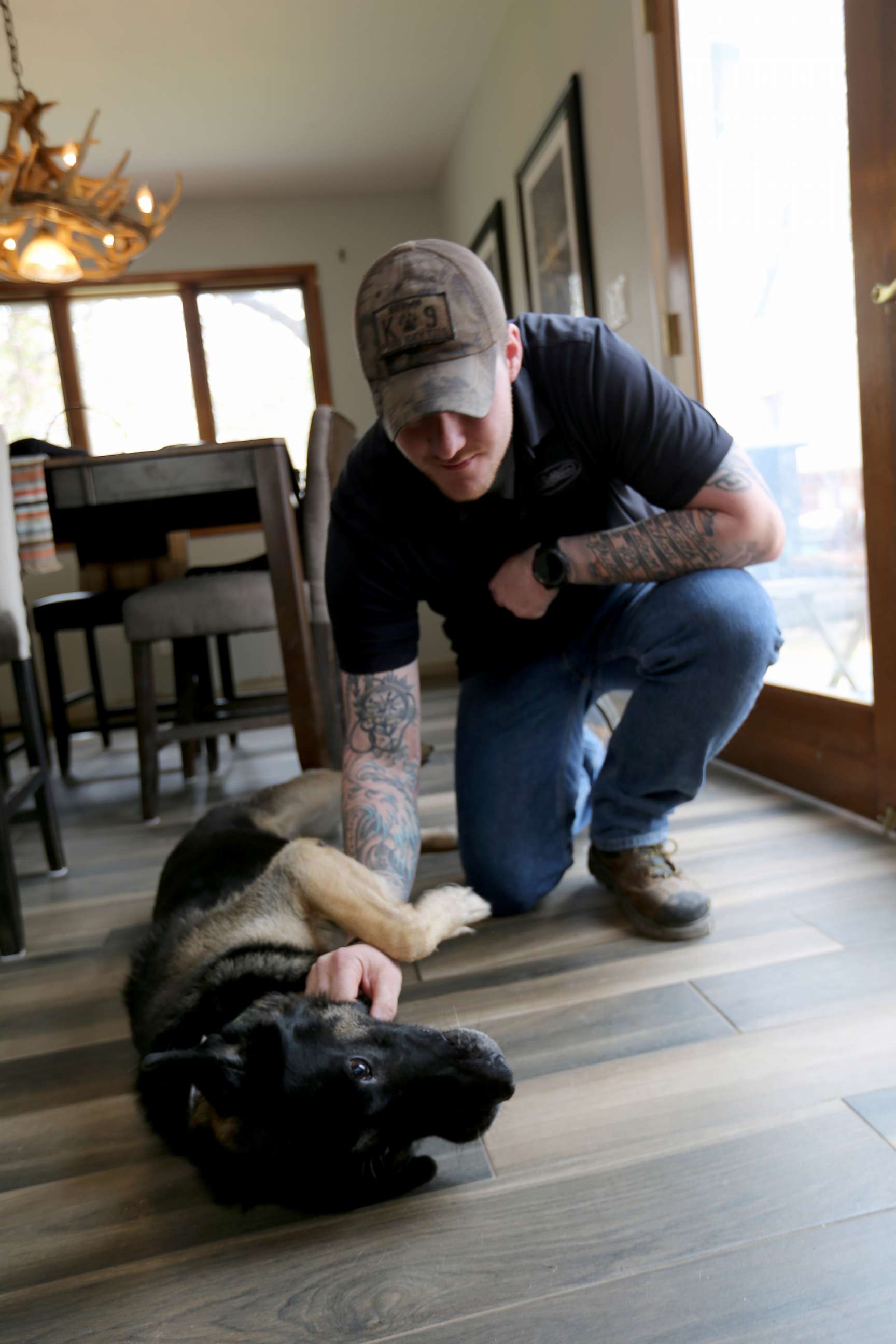 PHOTO: Sgt. Wess Brown (U.S. Army) pictured with Isky Brown at home in Catlett, VA.