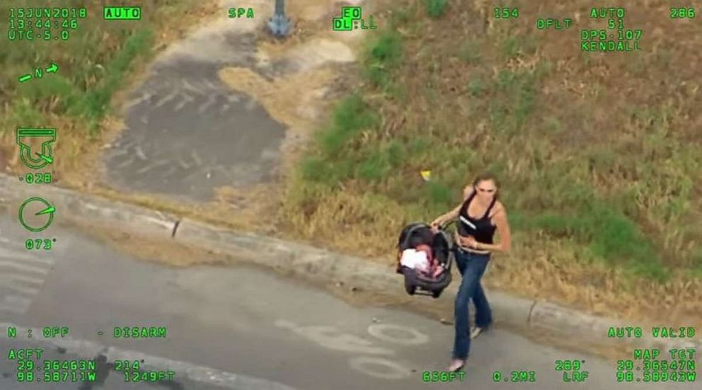 A woman in Texas took off from police and led them on a 100 mph chase with a baby in the back seat of the car. The woman ran from police with the baby in a car seat.