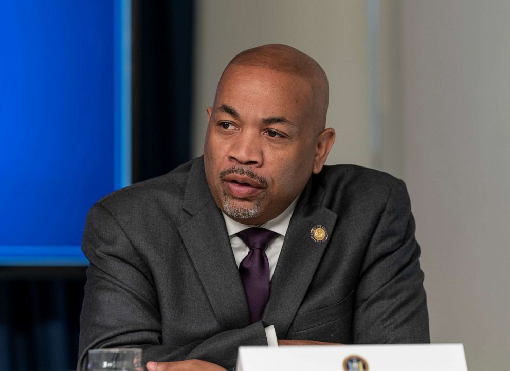 PHOTO: In this June 12, 2020, file photo, Assembly Speaker Carl Heastie speaks at an event in New York.