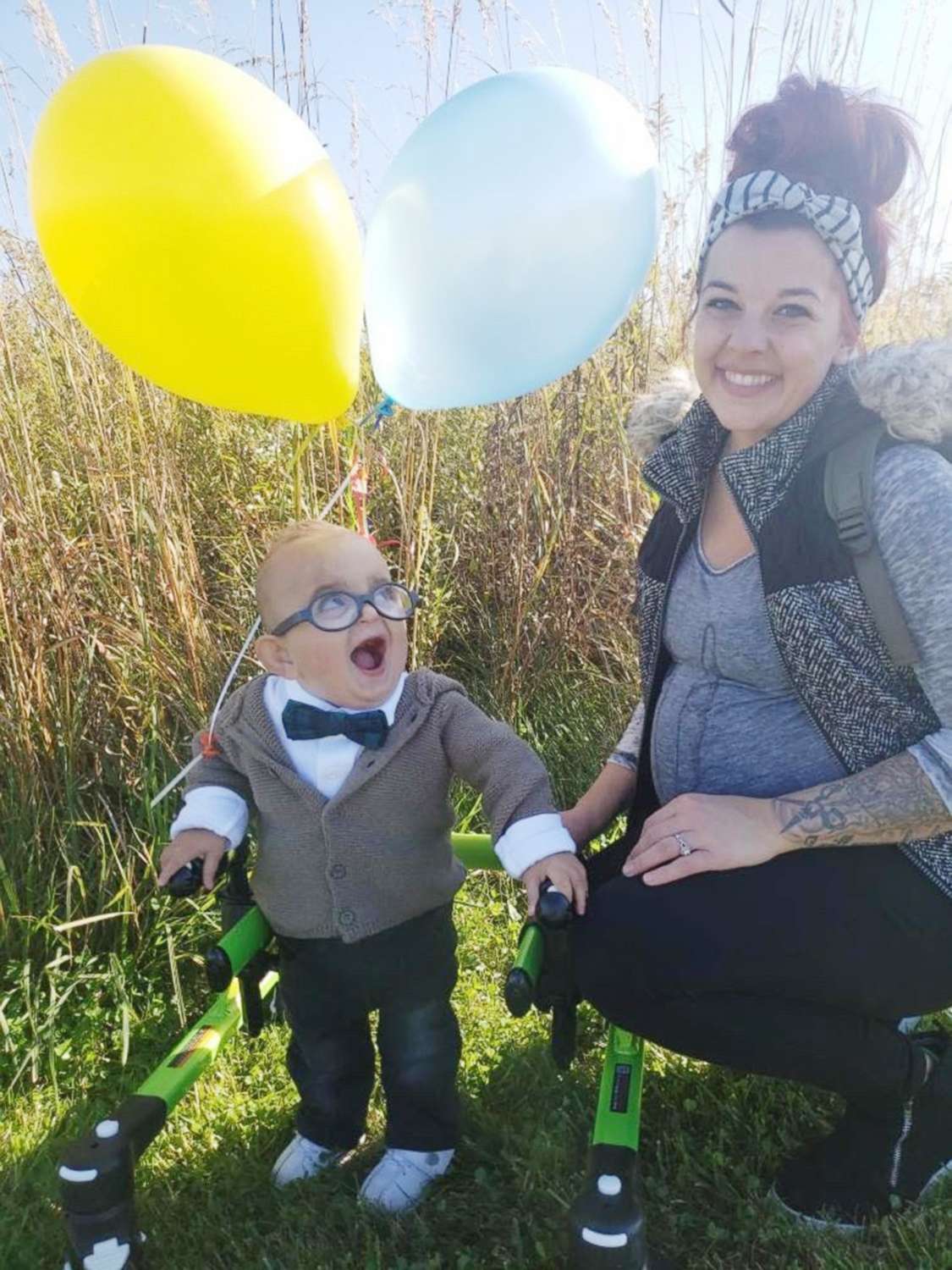 PHOTO: Brantley Morse, 2, smiles at his mother, Brittany Morse, while dressed as Carl from the Pixar film, "Up," at a fall festival in Ohio, October 2019.