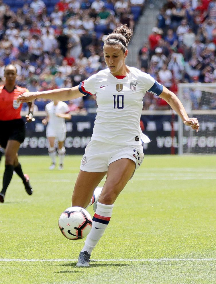 PHOTO: Carli Lloyd, No. 10 United States, takes the ball in the second half against Mexico at Red Bull Arena on May 26, 2019, in Harrison, New Jersey.