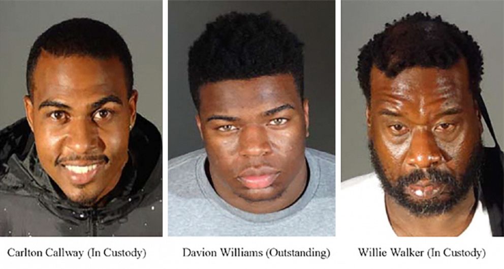 PHOTO: Carlton Callway, Davion Williams and Willie Walker are pictured in images released by the Los Angeles Police Department.